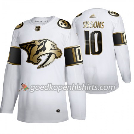 Nashville Predators Colton Sissons 10 Adidas 2019-2020 Golden Edition Wit Authentic Shirt - Mannen